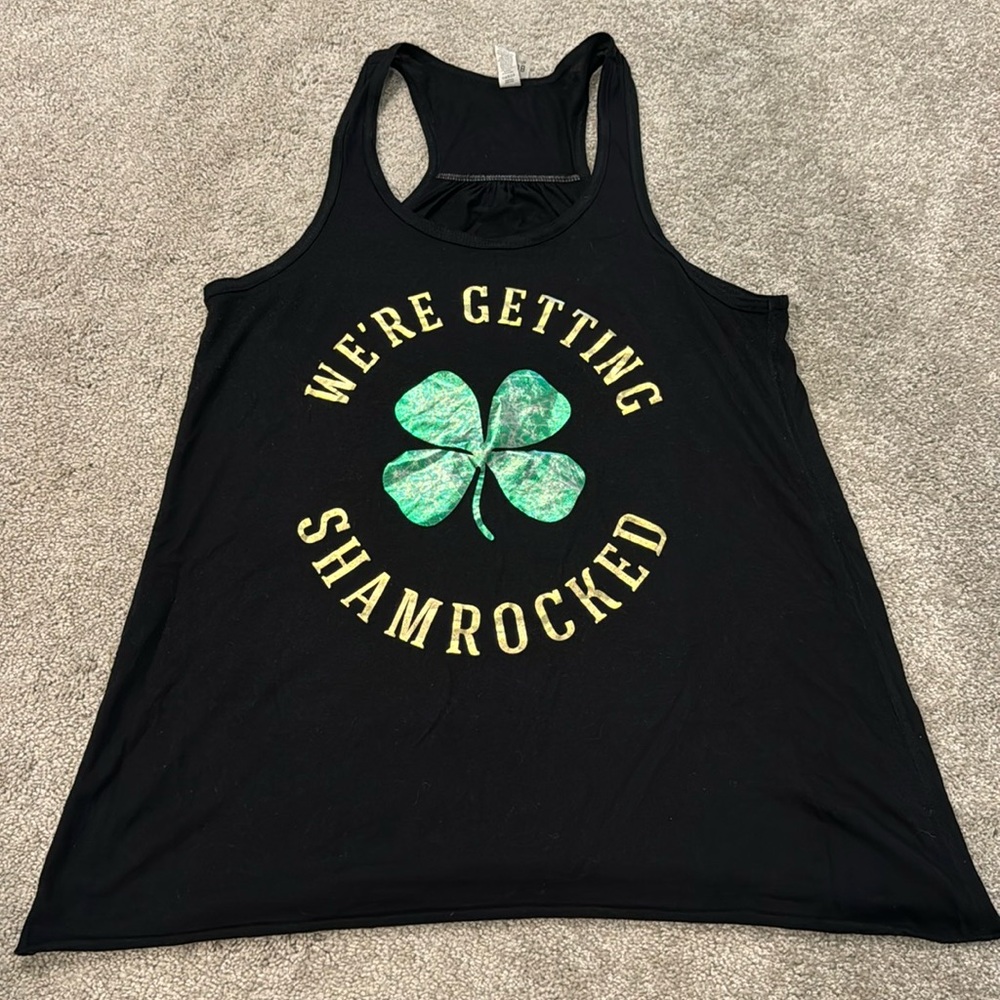 “We’re Getting Shamrocked” Funny Graphic Tank Top Bella Black Sz XL